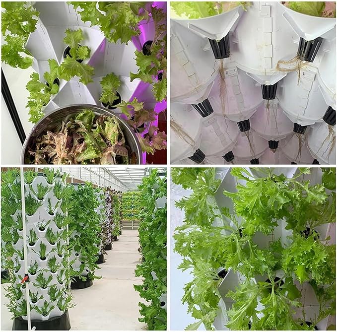 Hydroponics Tower Aquaponics Grow Aeroponics Growing Kit for Fruits and Vegetables with Hydrating Pump Timer Adapter Seeding Bed &amp