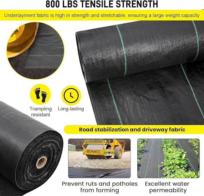 Driveway Fabric 3x300 ft Road Fabric Commercial Barrier Fabric Landscape Fabric Heavy Duty 4OZ French Drain Fabric for Erosion ControlLandscape FabricConstruction Projects