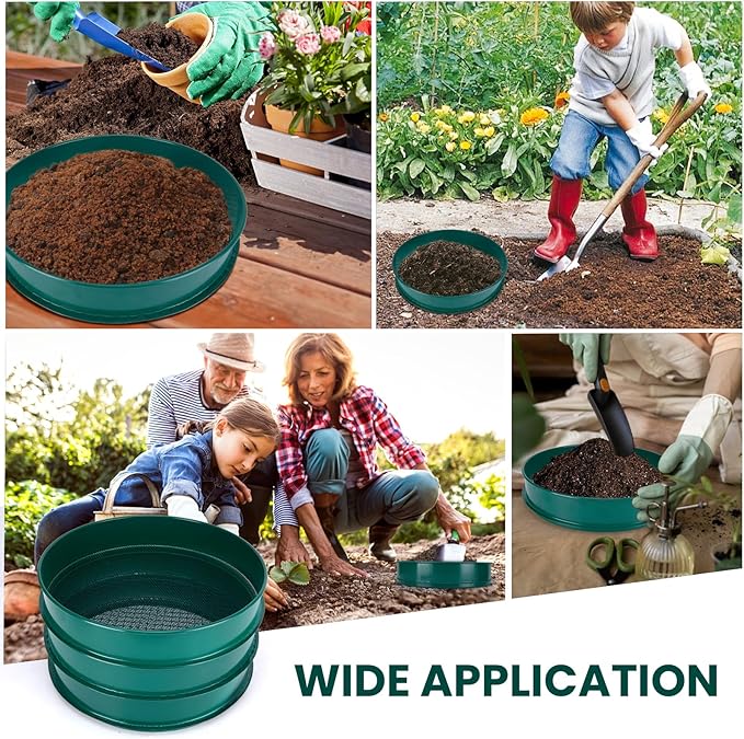 Soil Sifter 3PCS Soil Sifter Set for Gardening Stainless Steel Sifter（1/2 1/4 and 1/8）
