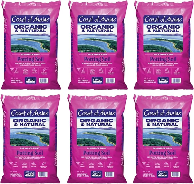 Coast of Maine Bar Harbor Blend 2 cu ft (Pack of 6) Organic and Natural Potting Soil for Houseplants Flowers Vegetables Herbs and Containers