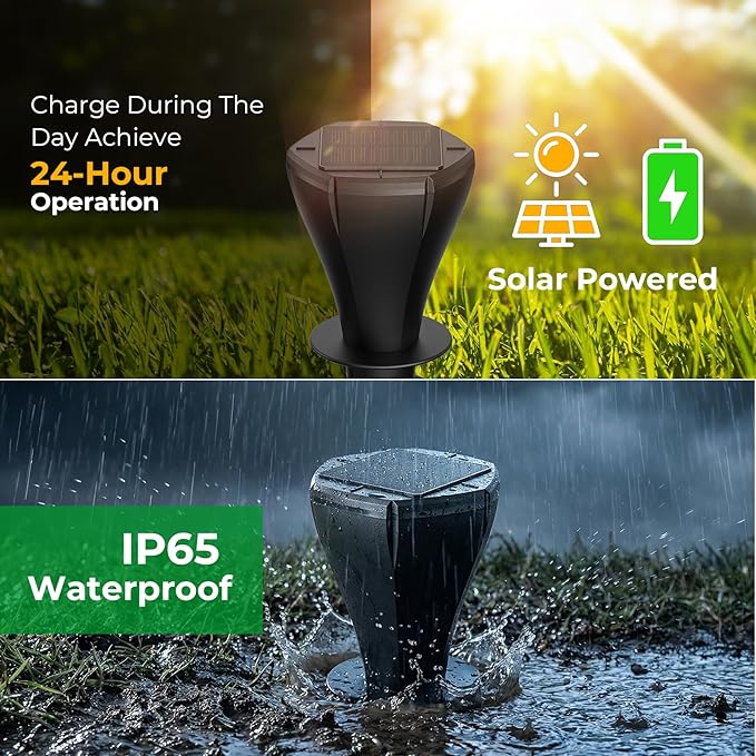 Solar Powered Mole Repellent for Lawns 8 Packs Ultrasonic Vole Repeller Outdoor IP 65 Waterproof Outdoor Ultrasonic Mole Deterrent Get Rid of Gopher Vole Skunk Groundhog Snake in Garden Yard Lawn