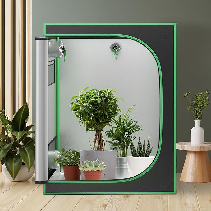 JupiterForce 2x4 Grow Tent with Observation Window and Floor Tray High Reflective Mylar Hydroponic Grow Tents Indoor Grow Room for Home Plant Growing Black 24x 48x 60