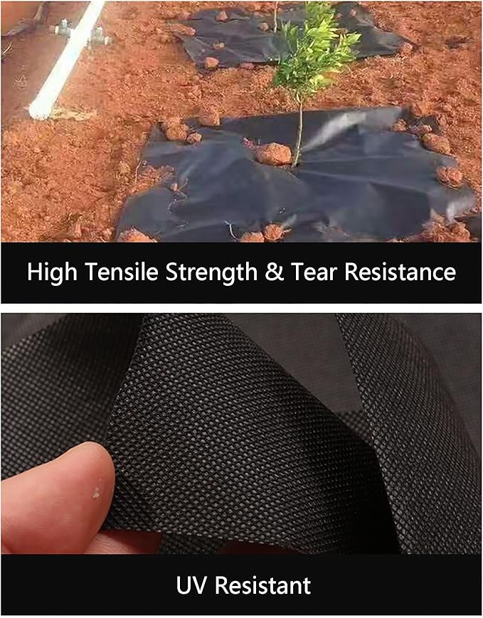 Weed Control Membrane High Permeability Weed Barrier Fabric Resistant Ground Cover Membrane Landscape Fabric for Artificial Grass Patios Paths Flower Beds(1 * 1m-50pcs)