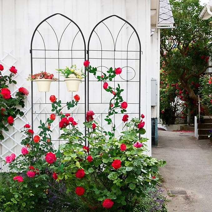 Garden Trellis 4 Pack Metal Garden Trellis Outdoor Trellis 78.7 x 19.7 Rustproof Trellis for Climbing Plants Outdoor Vines Plant Rose Vegetable Flower Support