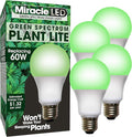 MiracleLED 604758 11W A19 Grow Room Specialty Light with Green LED Bulb Omni directional 4-Pack