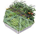 Raised Garden Bed Galvanized Steel Metal Outdoor Planter Kit Box for VegetablesFlowers FruitsHerbs (6 pc Include Tools for Installation) Silver (GD-01)