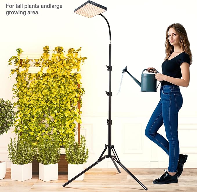 2026 Grow Light with Stand for Indoor Tall Plants Bonsai Tree 4/8/12/16/20H Timer Bright Natural Sunlight Full Spectrum 25 Watt Power Draw NO Need Adapter 24-64 Height Adjustable