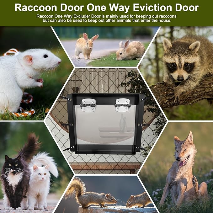 JINKEY Raccoon Excluder One Way Door Safe Removal Raccoons Trap Contactless Exclusion Device for AtticsUnder Decks &amp Chimneys Raccoon One Way Exclusion Door