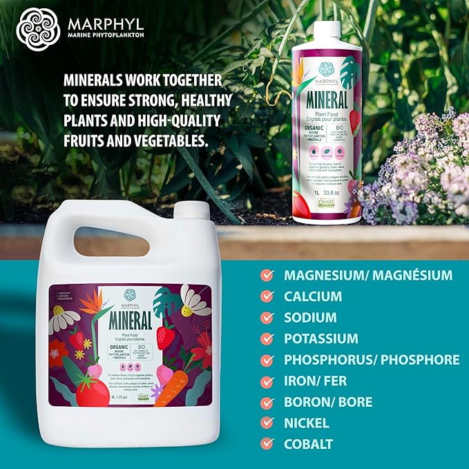 MARPHYL Organic Minerals Liquid Fertilizer – Essential Trace Mineral Blend for Healthy Plant Growth Improves Nutrient Uptake for Garden Flowers Vegetables Succulents &amp Hydroponics