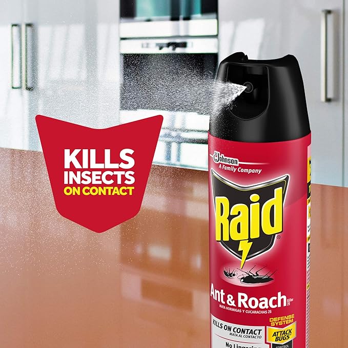 Raid Ant &amp Roach Killer Spray for Listed Bugs Insect Spider For Indoor Use Fresh Scent 12 Oz Pack of 12