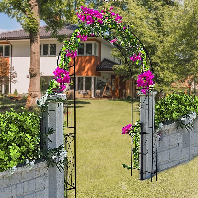 Garden Trellis Metal Garden Arch W55'' x H94.5'' Garden Arbor Trellis Outdoor Trellis Climbing Plants Support Rose Arch Outdoor Arch