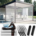 Windyun 2 Pack Heavy Duty Clear Tarps with Reinforced Edge Plastic Tarp Waterproof Plastic Cover Greenhouse Patio with Elastic Rope and Nylon Rope for Garden Furniture (10 x 12 ft)