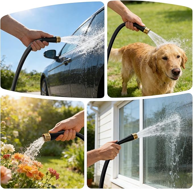 Garden Hose 50FT Non-Expanding Water Hose Ultra Lightweight Kink-Free Burst-Resistant Lead-Free Durable &amp Flexible High-Pressure Hose for Yard Lawn Outdoor Car Washing