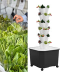 6/8/10/12 Layers Garden Hydroponic Growing Sys-tem Vertical Tower with Pump and Movable Water Tank - Vegetable Plant Tower Present for Gardening LoverWhite-6LAYERS