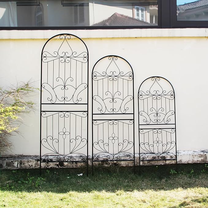 Metal Trellis 82.7 H x 26.7 W Powder-Coated Black Attractive Plant Support Garden Trellis Stylish Garden Addition Lattice Outdoor Yard Décor Roses Vine Ivy Clematis Trellises Black 1 Pack