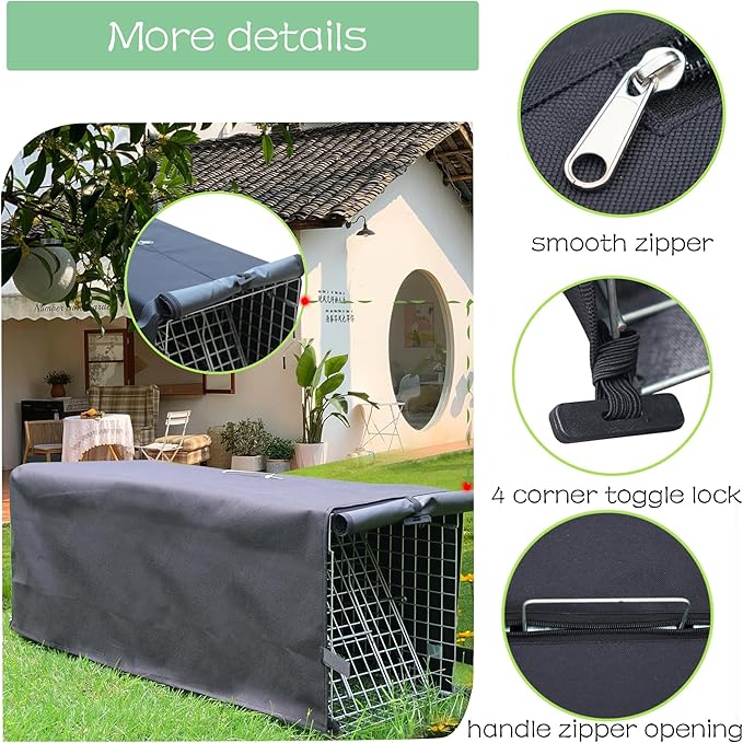Live Animal Trap Cage with Cover Cat Trap for Stray Cats 32 Inch Heavy Duty Folding Skunk Traps with Real Door for Raccoons Opossums Groundhogs Skunks Feral Cats Squirrels-(32 x 10 x 12 inches)