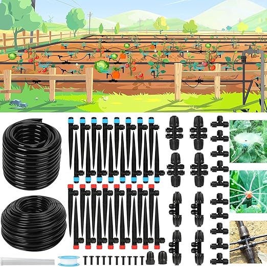 Drip Irrigation System Kit – 2026 New Quick-Connect Garden Watering System with 46FT 1/2'' Tubing Automatic Watering &amp Misting System for GreenhousesYardsLawnsGardens Raised Beds