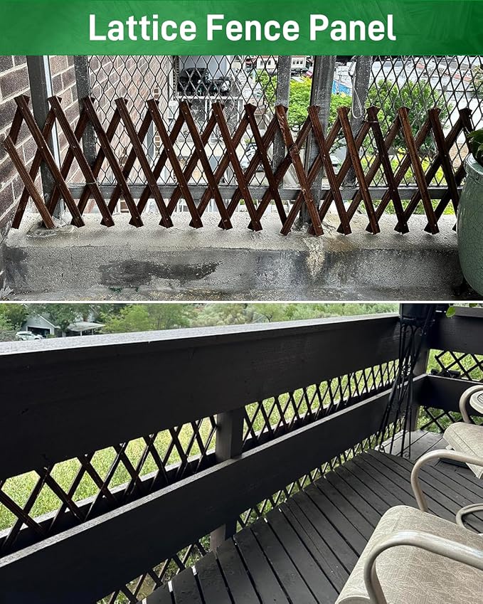 2Pack 47.2Inch Wooden Lattice Wall-Expandable Plant Garden Trellis for Climbing Plants Outdoor