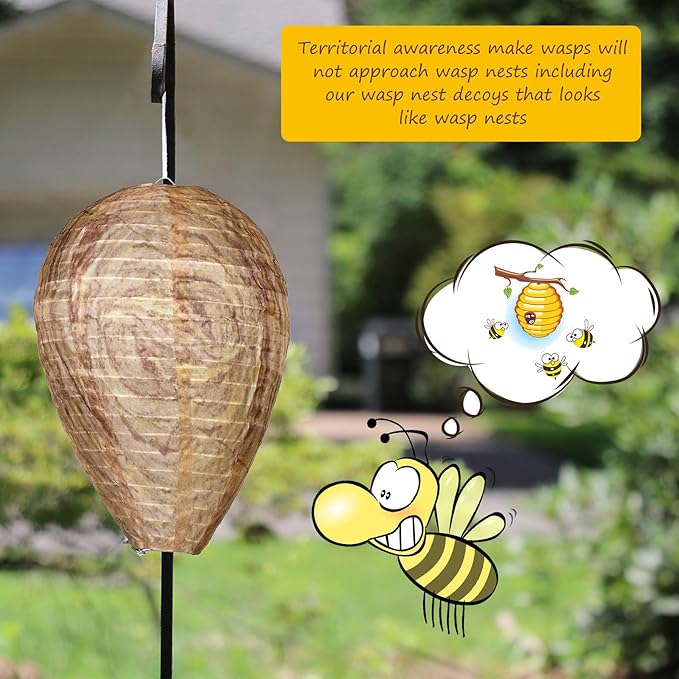 Qualirey 12 Pcs Mini Wasp Nest Decoy 6x7 Inch Waterproof Material Hanging Fake Wasp Hornet Nests Decoys for Bees Yellow Jackets Garden Yard Outdoors Hanging (Orange)
