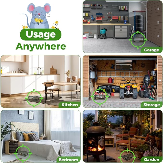 2 PCS Humane Mouse Rat Traps Mice Chipmunk Squirrel Traps and Other Live Animal Cage Catch and Release for Indoor and Outdoor-Green