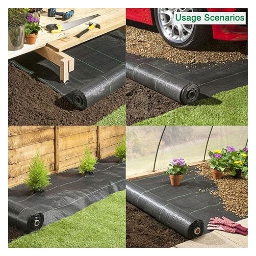 Driveway Fabric Weed Barrier Fabric Weed Control Film Barrier Fabric Garden Ground Cover for Landscaping(1.2x15m/4x50ft)