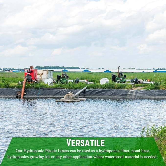Farm Plastic Supply Hydroponics 6 mil Black Plastic Sheeting - Hydroponic Growing Kit Hydroponic Liner Hydroponics Hydroponic Growing Pond Liner Black Plastic Sheeting (16' x 25')