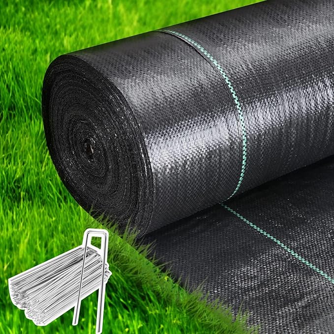 Ground Cover Membrane Weed Blocker Fabric 2ft Wide with Ground Nails and Gaskets for Erosion Control Landscape Fabric Weed Barrier (Color : WxL Size : 0.6x10m/2x32ft)