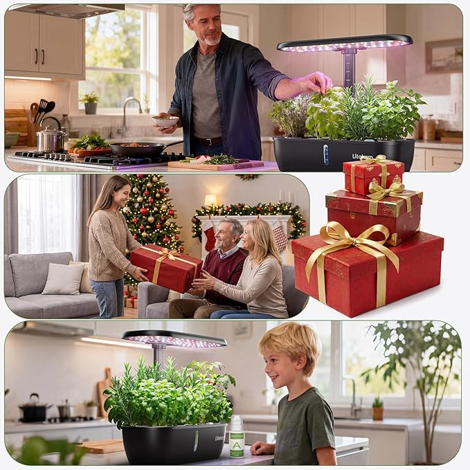 litokam Hydroponics Growing System Kit 15 Pods Indoor Herb Garden with Smart APP &amp Quiet Pump 24W LED Light Auto Timer Perfect Indoor Garden for Herbs Vegetables &amp Flowers Ideal for Plan