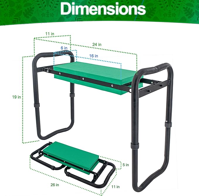 5 STAR SUPER DEALS Adjustable Garden Kneeler &amp Seat with Handles - Heavy-Duty Outdoor Foldable Portable Garden Stool with Thick EVA Foam Pad Multi-Purpose Gardening Bench for Kneeling and Sittin