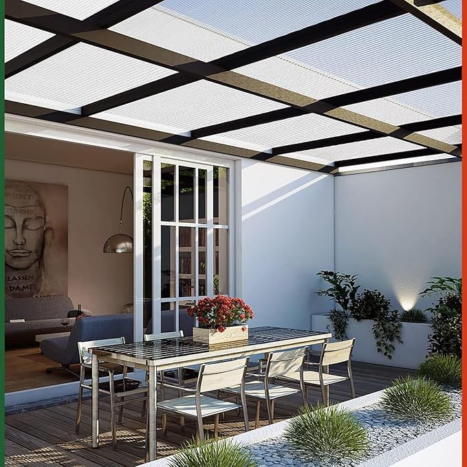20 Pack Polycarbonate Greenhouse Panels 2'x4' Twinwall Clear UV Protected Sheets for Greenhouse Roofing Waterproof Durable Outdoor Plant Stand Cover