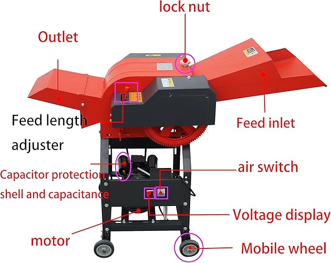 INTSUPERMAI Hay Cutter Pulverizer Grass Crusher 4-Blade Feed Crusher Grass Chaff Cutter Hay Cutter Machine Dry-Wet Straw Cutter 400-800KG/H 220V