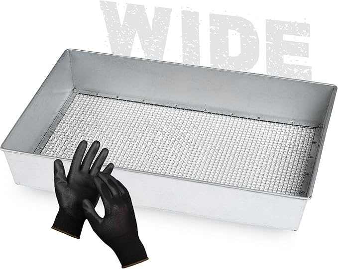Soil Sifter Wide Size (17.5 x 11.5 inches) with 1/4-inch Mesh Garden Sieve for Dirt Sand Rocks and Compost