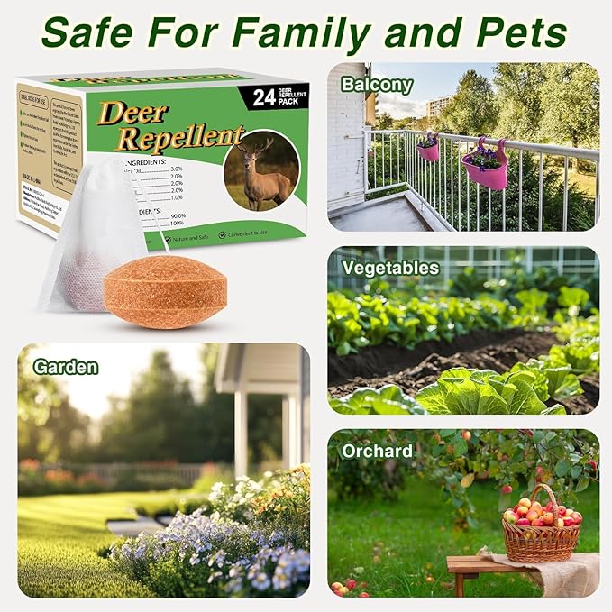 36 Pack Deer Repellent Rabbit Repellent Outdoor Deer Deterrent for Plants Flower Vegetable Tree Deer Rabbit Repeller