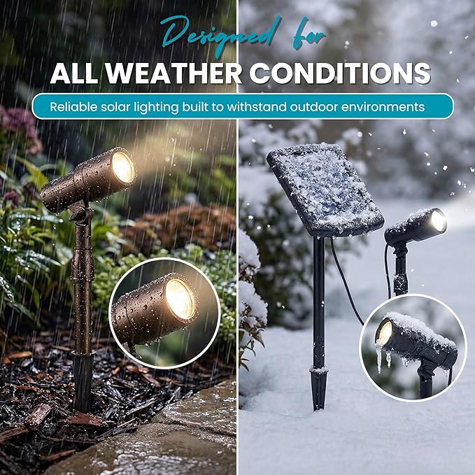 Energizer Solar-Powered Garden Lights - 2 Pack Oil Rubbed Bronze LED Spotlight with Smart Focus &amp 100 Lumen Output Waterproof &amp Easy to Install Solar Landscaping Lights for Lawn &amp Patio D