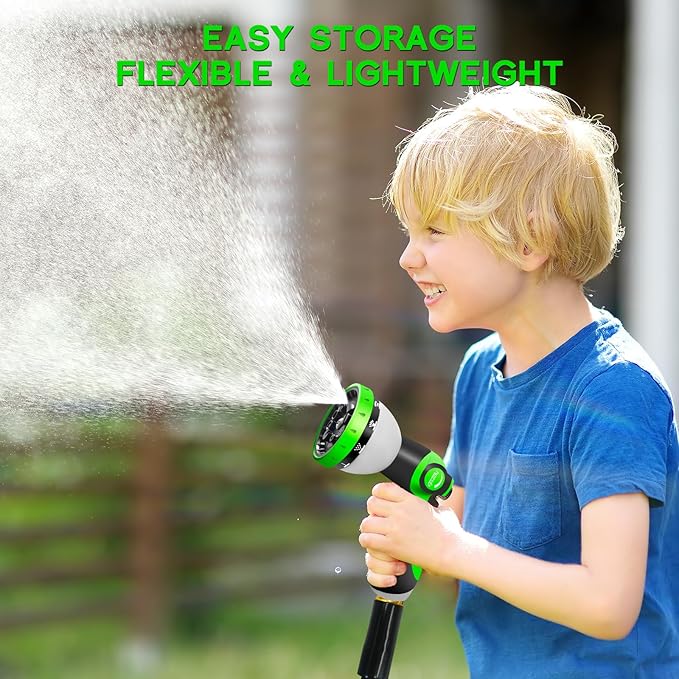 Garden Hose 50FT NON-EXPANDABLE Heavy-Duty Flexible &amp Lightweight Water Hose with 10-Function Nozzle No-Kink Leak-Proof Solid Fittings for Car RV Marine Camper Outdoor Yard Lawn
