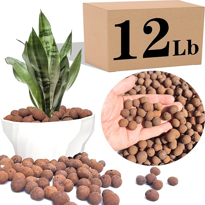 Voulosimi Clay Pebbles Hydroponic Rocks Organic Ceramsite Grow Media for HorticulturalOrchidsDrainage (12LB)