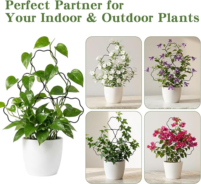 ZOUTOG 12 Pack Trellis for Climbing Plants Outdoor 15 InchRustproof Metal Garden Trellis for Potted PlantsSturdy Houseplant Support Indoor Outdoor for Ivy Pothos Monstera Hoya Flower Vine (Flower)