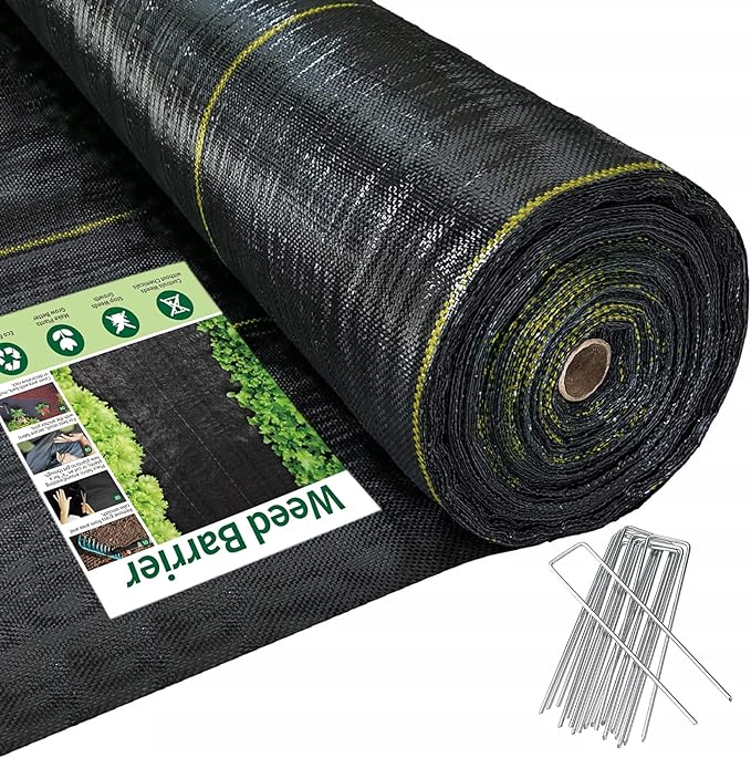 3.5oz Weed Barrier Fabric Custom Size 3ft x 88ft Heavy-Duty Woven Landscape Fabric with Staples for Garden Weed Control &amp High Permeability