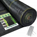 3.5oz Weed Barrier Fabric Custom Size 7ft x 107ft Heavy-Duty Woven Landscape Fabric with Staples for Garden Weed Control &amp High Permeability
