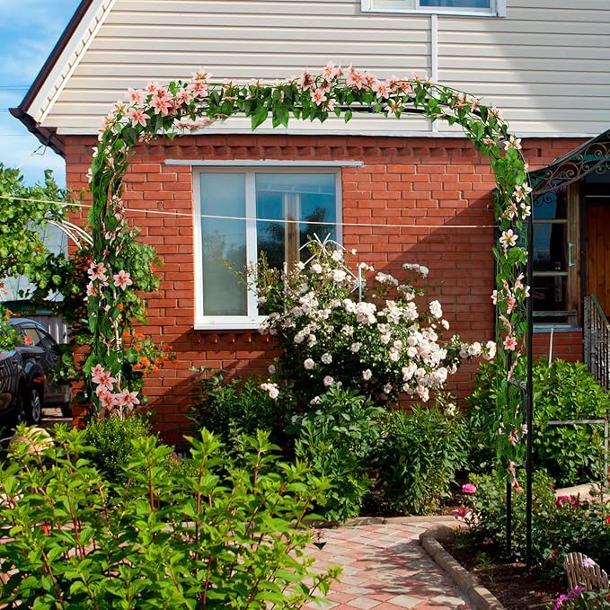 Garden Arch Trellis 87in H x 16in L Large Garden Arch Arbor Trellis for Climbing Plants Outdoor Plant Support for Cucumber Grape VineTall Metal Gardens Archway for Lawn Party Ceremony