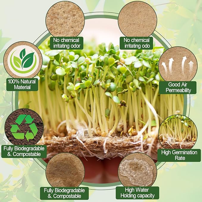 10 x 236 Microgreens Growing Mat Jute Fiber Grow Mats Extra Long Hydroponic Grow Pads for Wheatgrass Sprouts Hydroponics Seed Starter Trays Organic