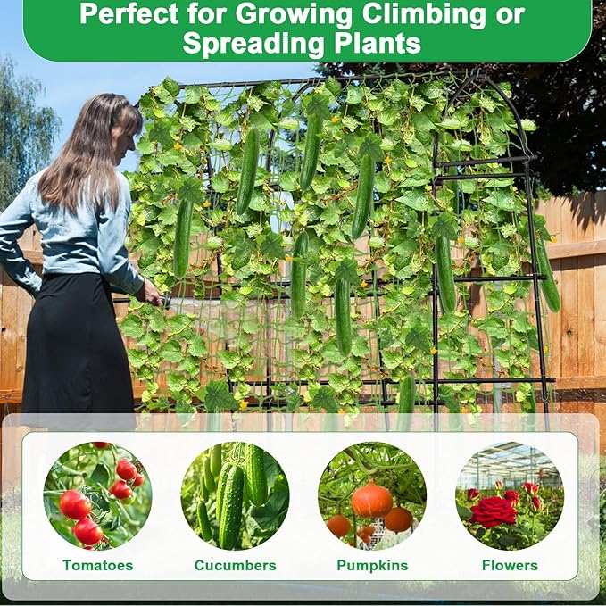 Garden Arch Trellis for Climbing Plants Outdoor 7ft Extra Tall Metal Walkway Trellis Cucumber Arch Trellis Archway Arbor Tunnel Large Trellis for Climbing Vines Vegetable Grape Garden Raise Bed
