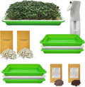 Complete Home Microgreens Kit - Indoor Garden System - Includes 2 Sets of Reusable Trays Spray Mister 2 pkgs of Hydroponic Growing Medium Organic Radish and Broccoli Seeds