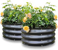 GARDMAX 2 Pack 2x2x1FT Galvanized Round Raised Garden Bed Kit Metal Planter Boxes Outdoor with Easy Assembly Large Garden Bed for Vegetables Fruits Flower Herbs Milk White