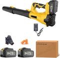 160MPH 580CFM Cordless Leaf Blower 4.0Ah Battery 6-Speed Lightweight for Yard Leaves Lawn Driveway Snow Clearing (Yellow Extended Hair Dryer + Upgraded Battery*2)