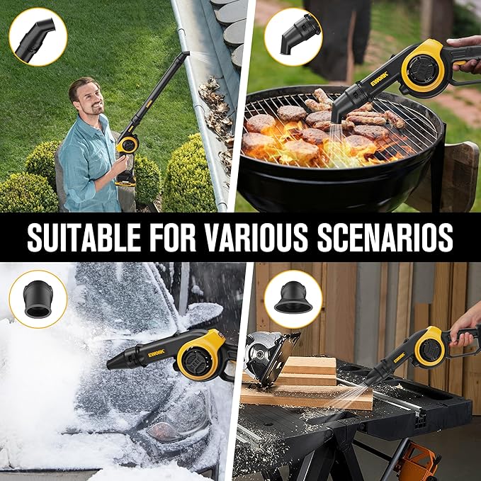 EWORK Small Leaf Blower Cordless 20V Mini Leaf Blower 130CFM/200MPH with Battery and Fast Charger Lightweight Electric Leaf Blowers Compact Blower for Jobsite Patio Cleaning Lawn Care