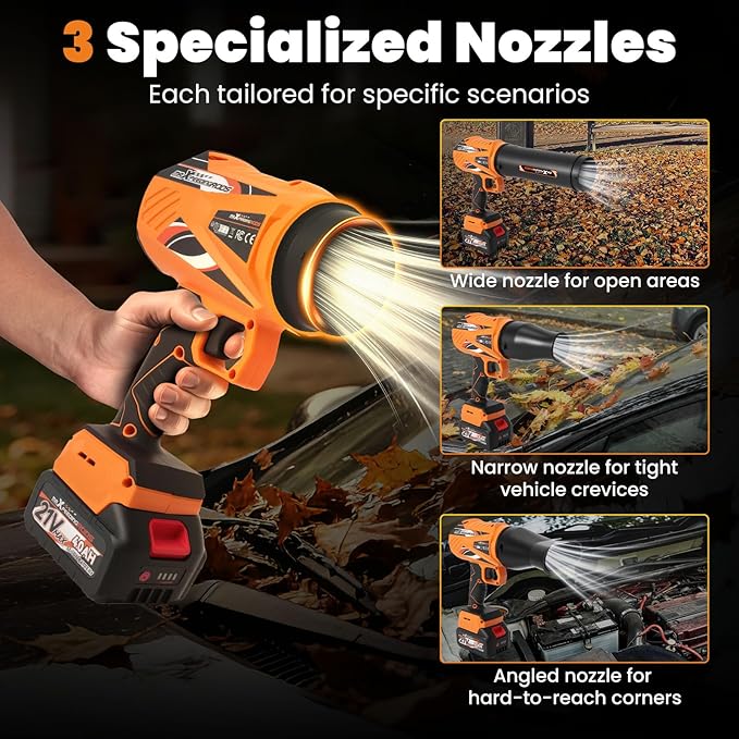 maXpeedingrods Cordless Leaf Blower 550CFM Battery Leaf Blower with Charger Infinitely Variable Speeds Lightweight Handheld Leaf Blowers for Patio Cleaning Car Water Blowing Leaves and Dust
