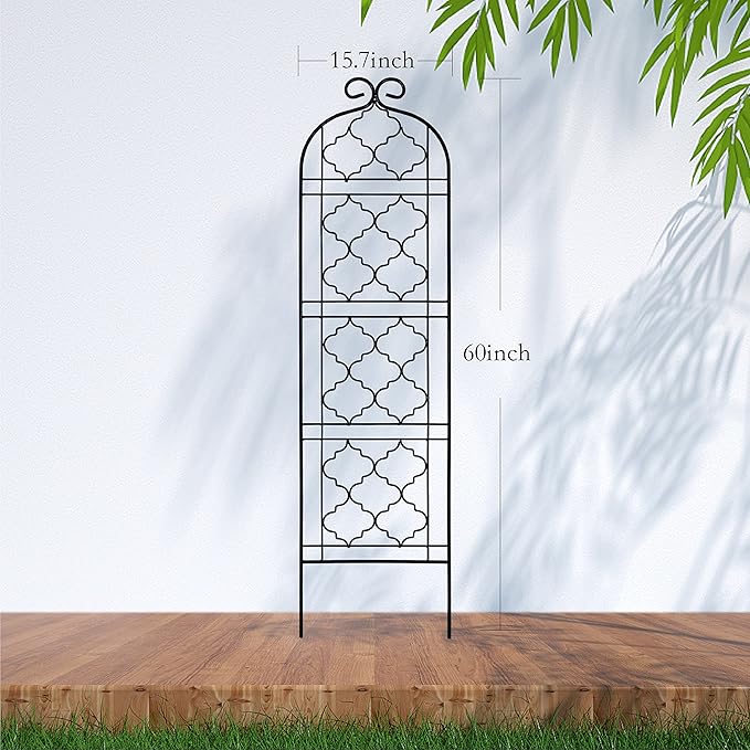 Garden Trellis for Vines and Climbing Plants Outdoor Iron Wire Lattices Grid Panels for Potted Climbing Pergola Cucumber Tomato Rose Vegetable Flower Plant Trellises (60 * 16 Inch Pack of 2 Black)