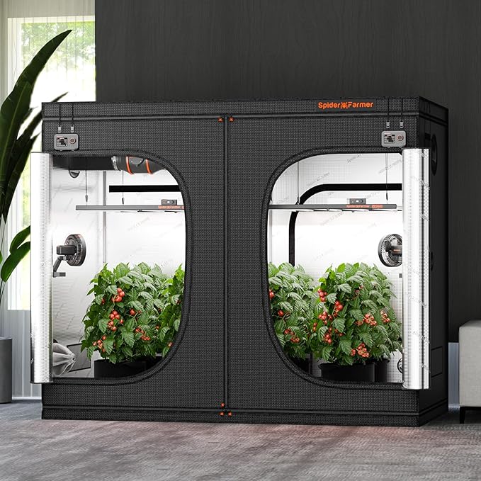 Spider Farmer 8x4 Grow Tent 96x48x80 with Hook for Controller 1680D Thicken Mylar Canvas Enlarged View Window Waterproof Floor Tray for Indoor Hydroponic Growing for SF4000 SE5000 G5000