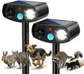 Solar Ultrasonic Animal Repeller Outdoor Motion Sensor Waterproof Pest Deterrent Raccoon Skunk Fox Squirrel Rabbit Dog Cat Deer Repellent for Yard Garden Farm 33ft 120° Coverage 2 Pack Black